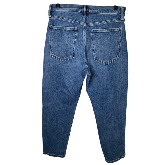 Banana Republic High Rise Straight Leg Jeans Unique Denim Front Seam Ankle Slit - Picture 2 of 9